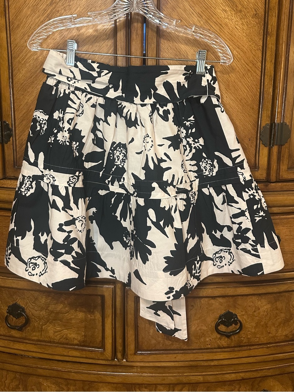 Anthropologie Somerset Black White Floral Belted Mini Skirt Size M - Picture 5 of 9